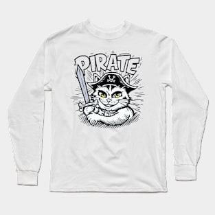 Pirate cute cat Long Sleeve T-Shirt